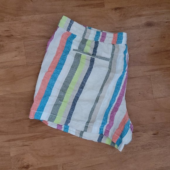 Rainbow Stripes Time and Tru Striped Linen Shorts  Size 3X Size 22 - Picture 15 of 16